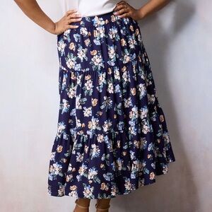 LC Lauren Conrad Floral Three Tier Midi Skirt